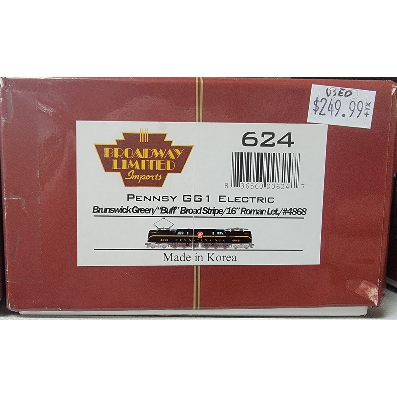 BLI 624 HO Scale GG1 Electric Brunswick Single Stripe PRR 4868 DCC QSI Sound - Like New USED