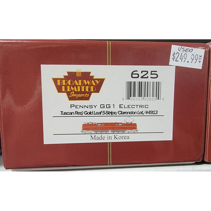 BLI 625 HO Scale GG1 Electric Tuscan 5 Stripe PRR 4913 DCC QSI Sound - Like New USED
