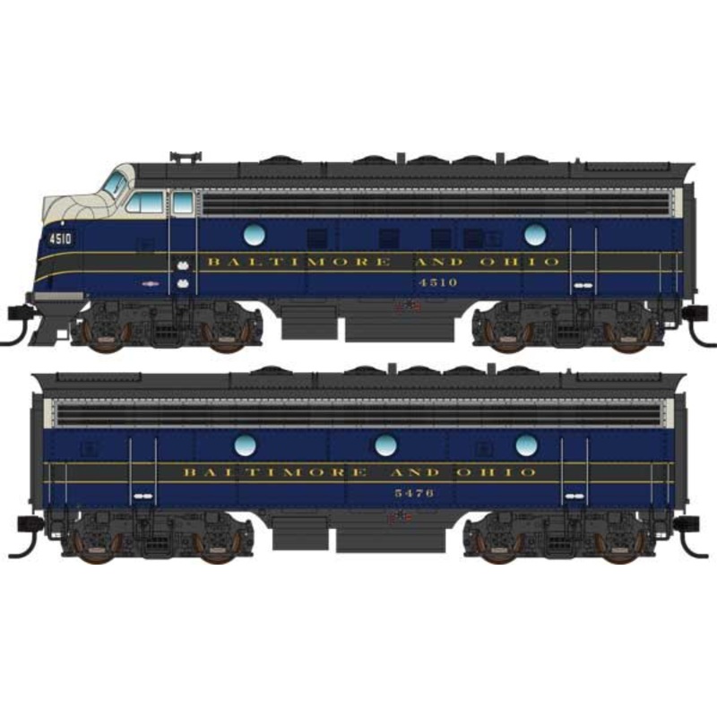 Walthers Mainline 910-19964 HO Scale EMD F7A-B Diesel Set Baltimore & Ohio B&O 4510/5476 DCC Sound