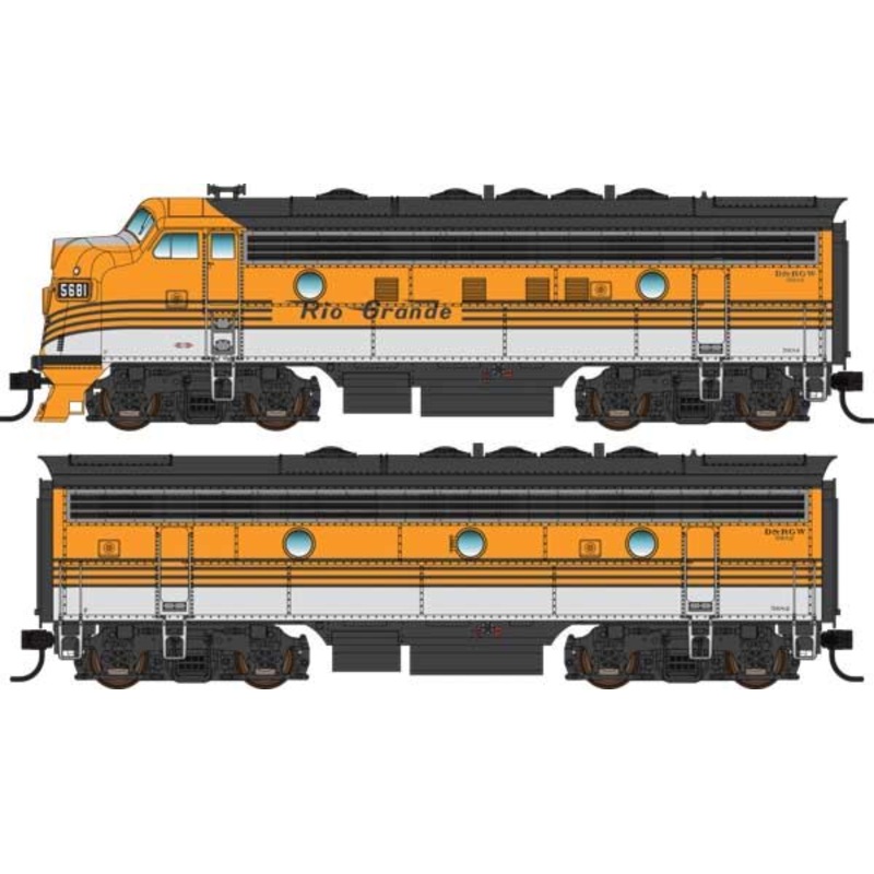 Walthers Mainline 910-19971 HO Scale EMD F7A-B Diesel Set Rio Grande D&RGW 5681/5682 DCC Sound