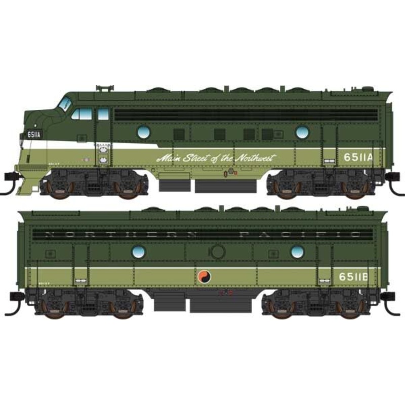 Walthers Mainline 910-19975 HO Scale EMD F7AB Diesel Set Northern Pacific NP 6511A/6511B DCC Sound