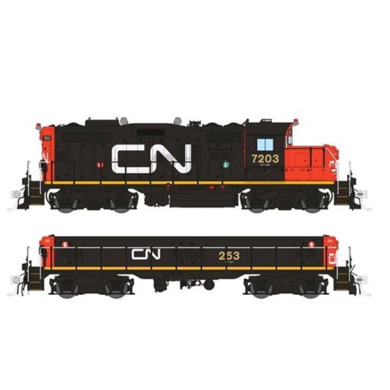Rapido 041516 HO Scale GP9rm Mother + Slug Canadian National "Late" CN 7203/253 with DCC and Sound