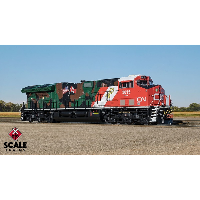 ScaleTrains Rivet 33179 HO Scale GE ET44AC Tier 4 GEVo Diesel "Veterans" CN 3015 LokSound
