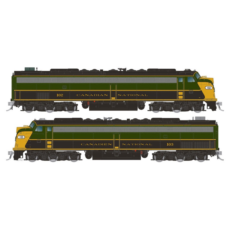 Rapido 28815 HO Scale EMD E8AA Set HEP Canadian National Green and Gold CN 102 / 103 DCC and Sound