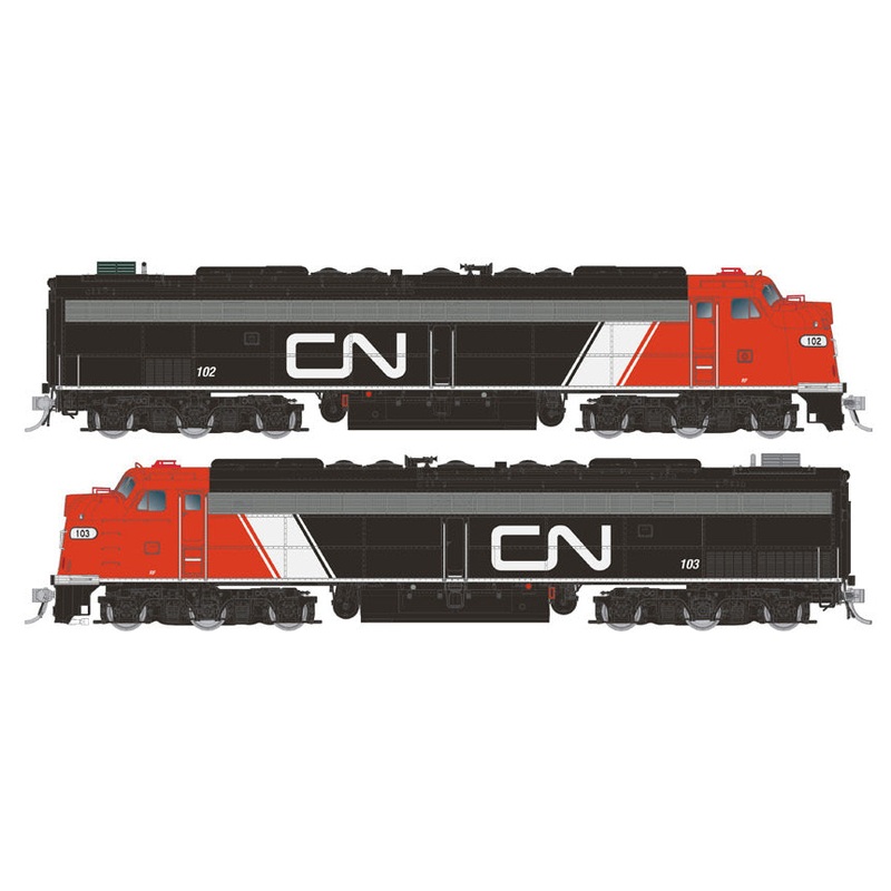 Rapido 28816 HO Scale EMD E8AA Set with HEP Canadian National Noodle CN 102 / 103 DCC and Sound